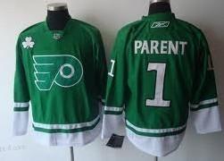 Philadelphia Flyers #1 Bernie Parent St. Patrick’S Day Vihreä Paita – Miesten