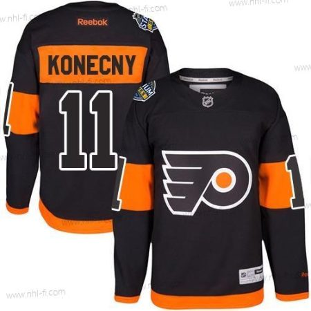 Philadelphia Flyers #11 Travis Konecny Musta 2017 Stadium Series Ommeltu NHL Paita – Nuoret