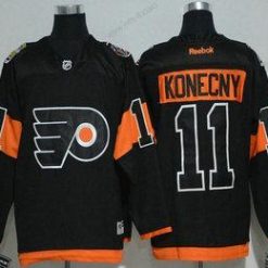 Philadelphia Flyers #11 Travis Konecny Musta 2017 Stadium Series Ommeltu NHL Reebok Jääkiekko Paita – Miesten