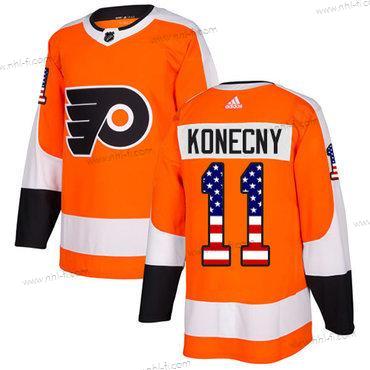 Philadelphia Flyers #11 Travis Konecny Oranssi Kotiottelu Aito USA Flag Ommeltu NHL Paita – Nuoret