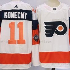 Philadelphia Flyers #11 Travis Konecny Valkoinen 2024 Stadium Series Ommeltu Paita – Miesten