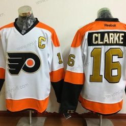 Philadelphia Flyers #16 Bobby Clarke Valkoinen 50Th Kulta Ommeltu NHL 2016-17 Reebok Jääkiekko Paita – Miesten