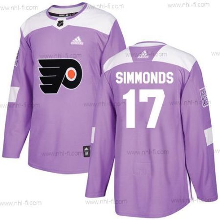 Philadelphia Flyers #17 Wayne Simmonds Violetti Aito Taistelee syöpää vastaan Ommeltu NHL Paita – Nuoret