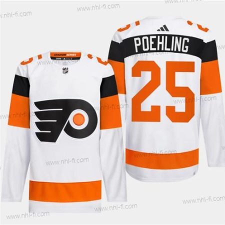 Philadelphia Flyers #25 Ryan Poehling Valkoinen 2024 Stadium Series Ommeltu Paita – Miesten