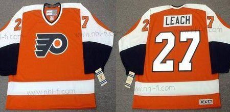 Philadelphia Flyers #27 Reggie Leach 1974 CCM Vintage Oranssi Valkoinen Musta Kolmas Jääkiekko Paita – Miesten