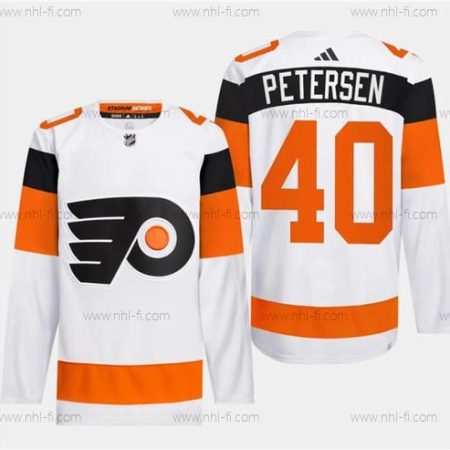 Philadelphia Flyers #40 Cal Petersen Valkoinen 2024 Stadium Series Ommeltu Paita – Miesten