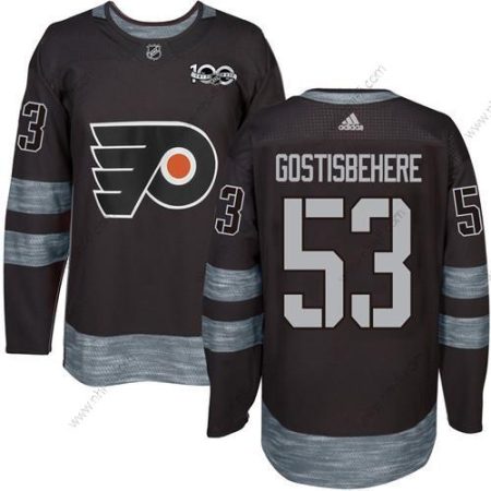 Philadelphia Flyers #53 Shayne Gostisbehere Musta 1917-2017 100th Vuosipäivä Ommeltu NHL Paita – Miesten