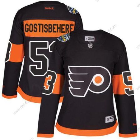 Philadelphia Flyers #53 Shayne Gostisbehere Musta 2017 Stadium Series Ommeltu NHL Paita – Naisten