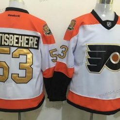 Philadelphia Flyers #53 Shayne Gostisbehere Valkoinen 50Th Vuosipäivä Kulta Ommeltu NHL Reebok Jääkiekko Paita – Miesten