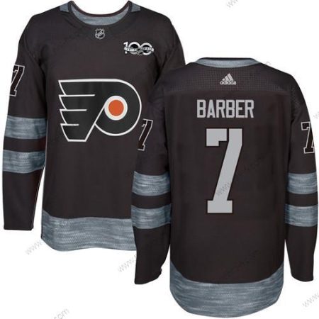 Philadelphia Flyers #7 Bill Barber Musta 1917-2017 100th Vuosipäivä Ommeltu NHL Paita – Miesten