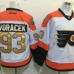 Philadelphia Flyers #93 Jakub Voracek Valkoinen 50Th Vuosipäivä Kulta Ommeltu NHL Reebok Jääkiekko Paita – Miesten