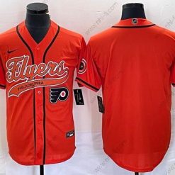 Philadelphia Flyers Tyhjä Oranssi Cool Base Ommeltu Baseball Paita – Miesten