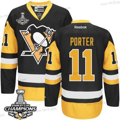 Pittsburgh Penguins #11 Kevin Porter Musta Vieras Paita 2017 Stanley Cup Champions Patch – Miesten