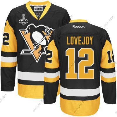 Pittsburgh Penguins #12 Ben Lovejoy Musta Vieras 2017 Stanley Cup NHL Finals Patch Paita – Miesten