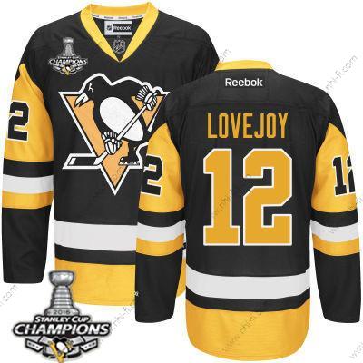 Pittsburgh Penguins #12 Ben Lovejoy Musta Vieras Paita 2017 Stanley Cup Champions Patch – Miesten