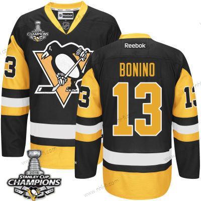 Pittsburgh Penguins #13 Nick Bonino Musta Vieras Paita 2017 Stanley Cup Champions Patch – Miesten