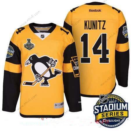 Pittsburgh Penguins #14 Chris Kunitz Keltainen Stadium Series 2017 Stanley Cup Finals Patch Ommeltu NHL Reebok Jääkiekko Jerse – Miesten