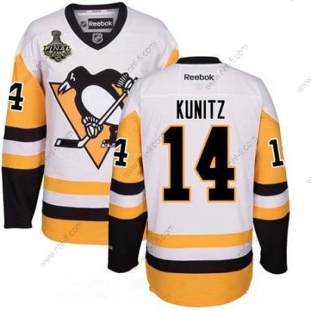 Pittsburgh Penguins #14 Chris Kunitz Valkoinen Vieras 2017 Stanley Cup Finals Patch Ommeltu NHL Reebok Jääkiekko Paita – Miesten