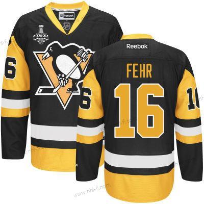 Pittsburgh Penguins #16 Eric Fehr Musta Vieras 2017 Stanley Cup NHL Finals Patch Paita – Miesten