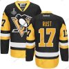 Pittsburgh Penguins #17 Bryan Rust Musta Vieras 2017 Stanley Cup NHL Finals Patch Paita – Miesten