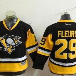 Pittsburgh Penguins #29 Marc-Andre Fleury Musta Vieras Reebok Jääkiekko Paita – Nuoret