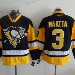 Pittsburgh Penguins #3 Olli Maatta Musta Vieras Vaihtopaita Jääkiekko Reebok Paita – Miesten