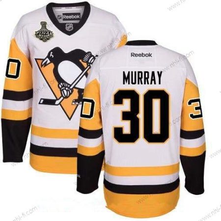 Pittsburgh Penguins #30 Matt Murray Valkoinen Vieras 2017 Stanley Cup Finals Patch Ommeltu NHL Reebok Jääkiekko Paita – Miesten