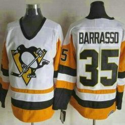 Pittsburgh Penguins #35 Tom Barrasso 1988-89 Valkoinen CCM Vintage Paita – Miesten