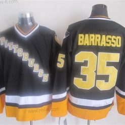 Pittsburgh Penguins #35 Tom Barrasso 1993 Musta Retro CCM Paita – Miesten