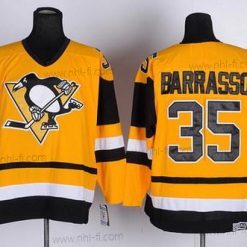 Pittsburgh Penguins #35 Tom Barrasso Keltainen Retro CCM Paita – Miesten