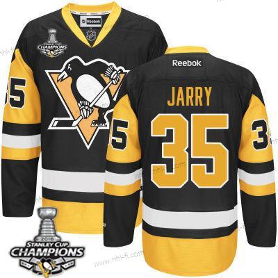 Pittsburgh Penguins #35 Tristan Jarry Musta Vieras Paita 2017 Stanley Cup Champions Patch – Miesten