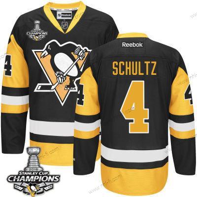 Pittsburgh Penguins #4 Justin Schultz Musta Vieras Paita 2017 Stanley Cup Champions Patch – Miesten