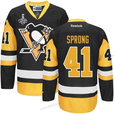 Pittsburgh Penguins #41 Daniel Sprong Musta Vieras 2017 Stanley Cup NHL Finals Patch Paita – Miesten