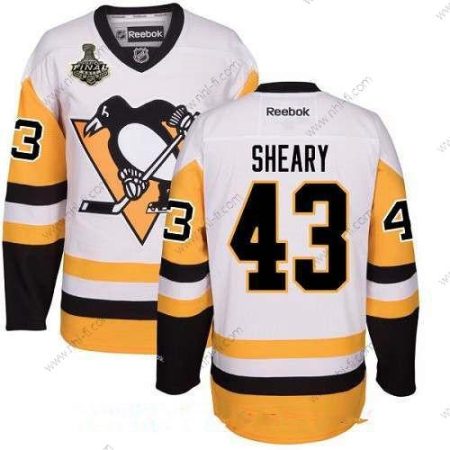 Pittsburgh Penguins #43 Conor Sheary Valkoinen Vieras 2017 Stanley Cup Finals Patch Ommeltu NHL Reebok Jääkiekko Paita – Miesten