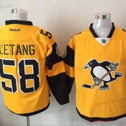 Pittsburgh Penguins #58 Kris Letang Keltainen 2017 Stadium Series Ommeltu NHL Reebok Jääkiekko Paita – Miesten