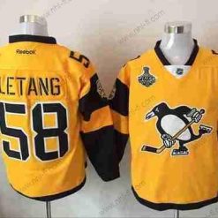 Pittsburgh Penguins #58 Kris Letang Keltainen Stadium Series 2017 Stanley Cup Finals Patch Ommeltu NHL Reebok Jääkiekko Paita – Miesten