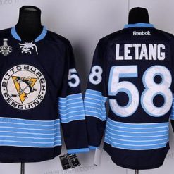 Pittsburgh Penguins #58 Kris Letang Laivastonsininen Sininen Vieras 2017 Stanley Cup NHL Finals Patch Paita – Miesten