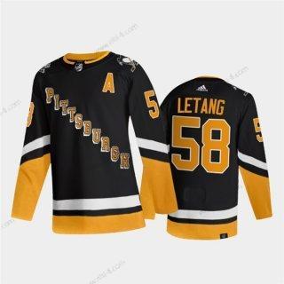 Pittsburgh Penguins #58 Kris Letang Musta 2021-2022 Ommeltu Paita – Miesten