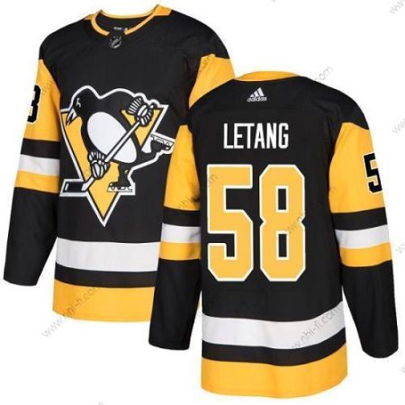 Pittsburgh Penguins #58 Kris Letang Musta Kotiottelu Aito Ommeltu NHL Paita – Nuoret