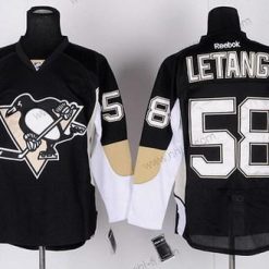 Pittsburgh Penguins #58 Kris Letang Musta Paita – Miesten