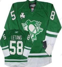 Pittsburgh Penguins #58 Kris Letang St. Patrick’S Day Vihreä Paita – Miesten