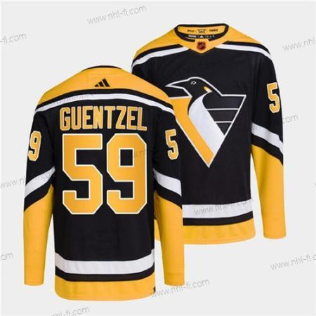 Pittsburgh Penguins #59 Jake Guentzel Musta 2022 Käänteinen Retro Ommeltu Paita – Miesten