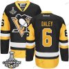 Pittsburgh Penguins #6 Trevor Daley Musta Vieras Paita 2017 Stanley Cup Champions Patch – Miesten