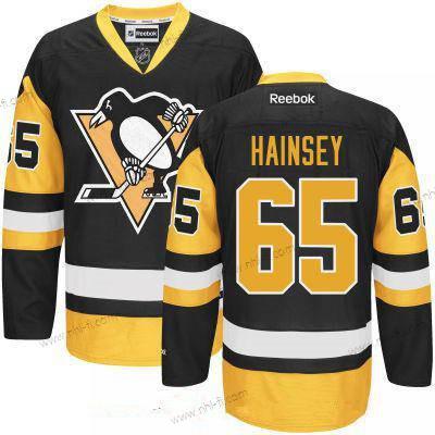 Pittsburgh Penguins #65 Ron Hainsey Musta Vieras Ommeltu NHL Reebok Jääkiekko Paita – Miesten