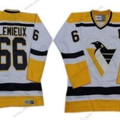 Pittsburgh Penguins #66 Mario Lemieux 1993 Valkoinen With Keltainen Retro CCM Paita – Miesten