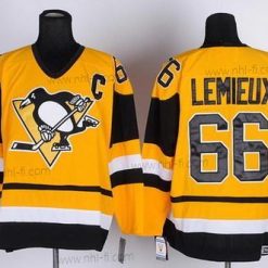 Pittsburgh Penguins #66 Mario Lemieux Keltainen Retro CCM Paita – Miesten