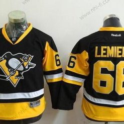 Pittsburgh Penguins #66 Mario Lemieux Retired Musta Vieras Reebok Jääkiekko Paita – Nuoret