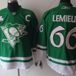 Pittsburgh Penguins #66 Mario Lemieux St. Patrick’S Day Vihreä Paita – Miesten