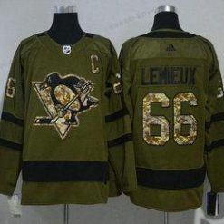 Pittsburgh Penguins #66 Mario Lemieux Vihreä Salute to Service 2017-2018 Jääkiekko Ommeltu NHL Paita – Miesten