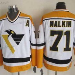 Pittsburgh Penguins #71 Evgeni Malkin 1993 Valkoinen With Keltainen CCM Vintage Paita – Miesten